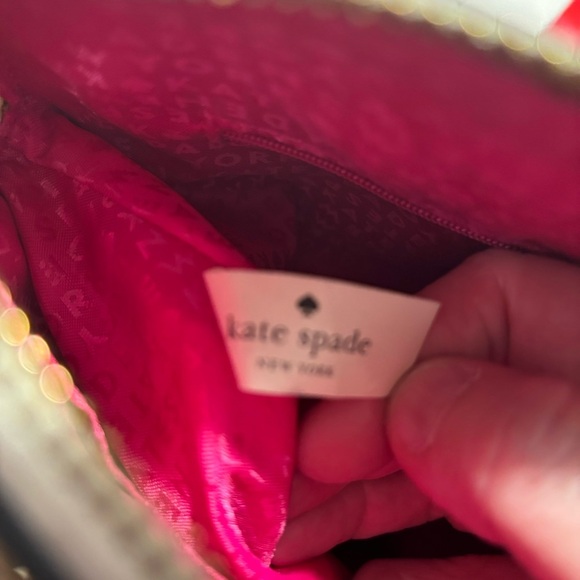 KATE SPADE NEW YORK Leather Cream Ecru Pink Lining Purse Crossbody Satchel - Picture 8 of 14